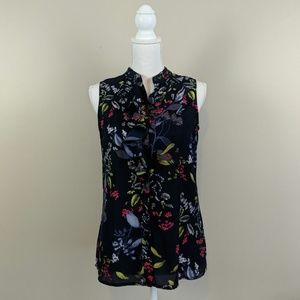 Banana Republic navy floral print button up blouse